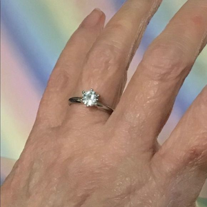 Platinum Moissanite Solitaire Engagement Ring‎ Sz 7